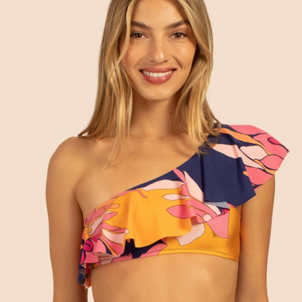 Trina Turk Breeze One Shoulder Ruffle Top Size 14 NWT